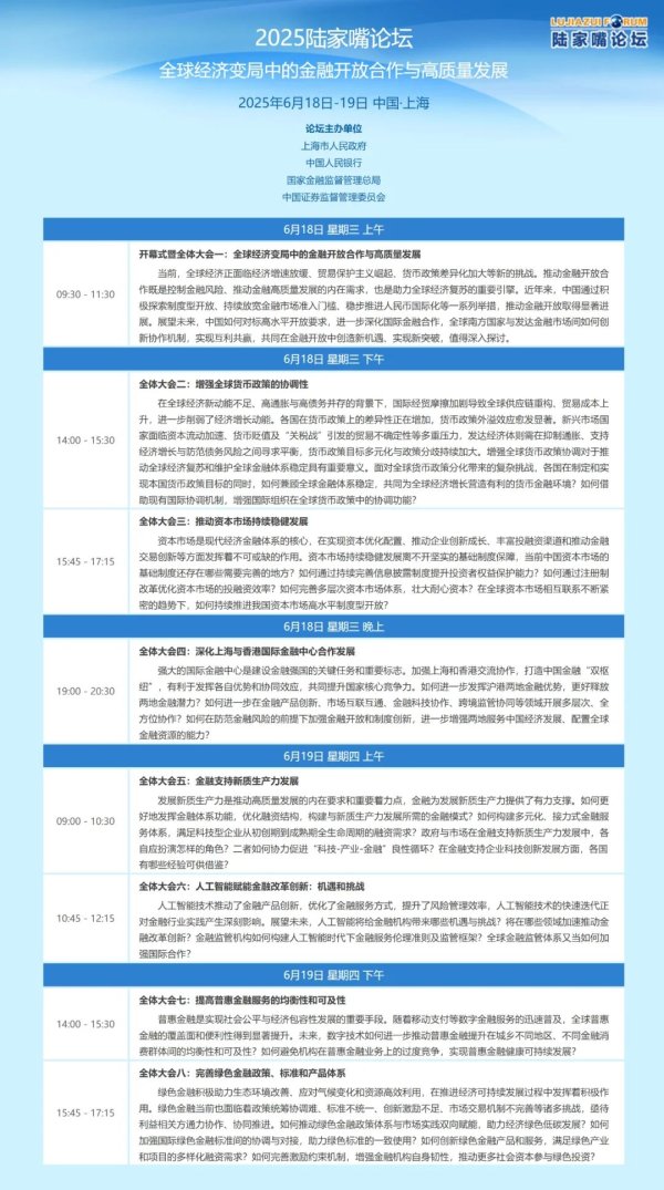 配资网上配资炒股 2025陆家嘴论坛明日开幕，央行行长将出席